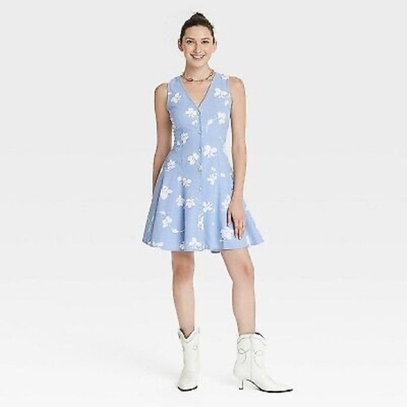 NWT🩵🤍Mini A-Line Dress - Picture 1 of 7